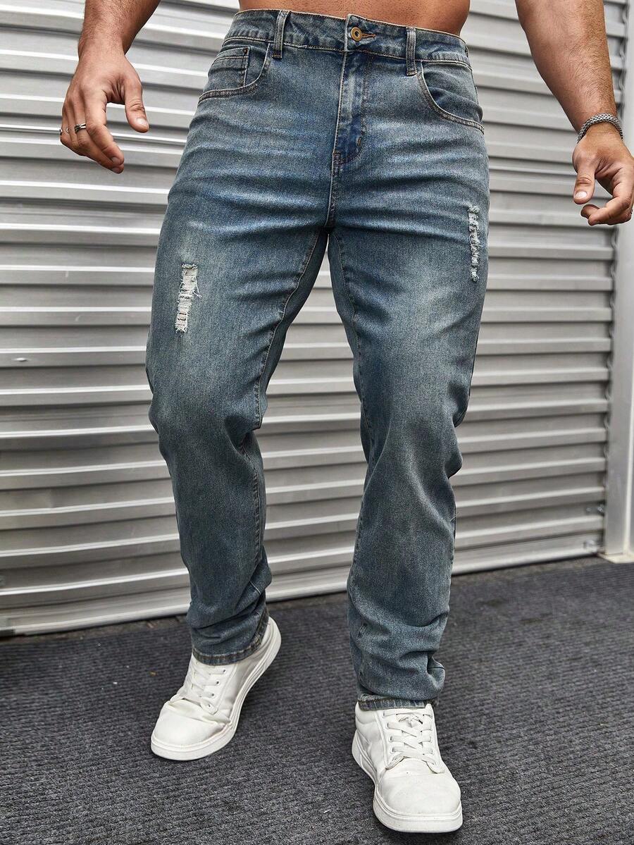 Manfinity Homme Men's Casual Distressed Jeans