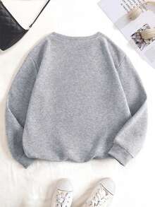 INAWLY 星空镂空仿刺绣效果图案卫衣，舒适秋季圆领卫衣，咖啡书迷礼物，舒适季节卫衣 - 灰色 - 查看 2