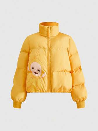 Teletubbies X ROMWE Y2K Cute Cartoon Pattern Stand Collar Padded Coat
