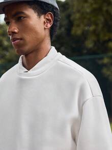 SWAVVY Men's Casual Pullover Sweatshirt With Embossed Lettering Design, Long Sleeve Top - White - View 6