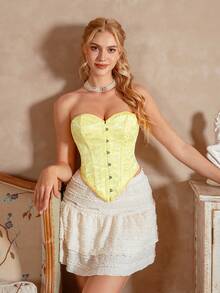 Myrelith 1pc Women's French Jacquard Bandeau Shapewear Top - Yellow - View 5