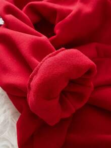 SHEIN EZwear 女士休闲红色圆领运动衫，适合秋冬季，适合圣诞节，圣诞树印花 - 紅色 - 查看 7