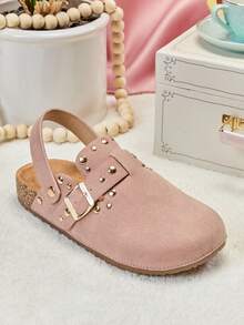 Mini mi #StarryWalk Giày Clogs quai sau bằng da lộn giả màu hồng BS đính đinh tán cho trẻ em – Giày lười mát mẻ cho đôi chân nhỏ nhắn tinh nghịch - Hồng - Xem 5