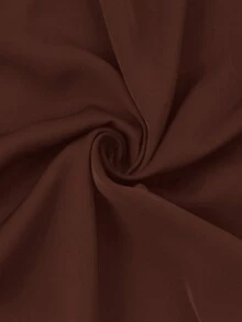Reflora Vestido elegante de talla grande de unicolor con cuello redondo, mangas medianas y cintura plisada - Marrón - Ver 11