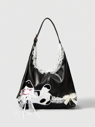Kawaii Single Shoulder, Crossbody, Double-Layer Lace Cute Bag