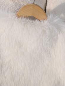 SHEIN Sparklyn 优雅时尚的白色人造毛皮夹克，适合青少年女孩，适合冬季外出、约会、休闲穿着