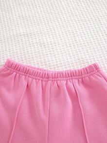 Cozy Pixies 2pcs Baby Girl Rainbow Pattern Crew Neck Raglan Sleeve Sweatshirt And Jogger Pants Set - Pink - View 4