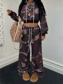 Rovax Bộ quần dài thường ngày có túi xéo phối áo hoodie dáng ôm tay dài Raglan - Nhiều màu - Xem 4