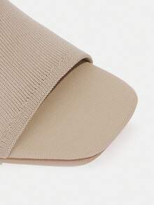 CUCCOO BASICS Minimalist Casual Square Toe Chunky Heel Mule Sandals For Christmas Valentine's Day - Apricot - View 11