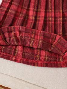 Genkimix Kids Young Girls Elegant Versatile Wool Blend Pleated Plaid Skirt, Suitable For Various Outfits, Autumn/Winter - Burgundy - View 8