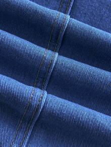 Soleia 女式休闲无袖V领系带牛仔衬衫 - 深色水洗藍 - 查看 7