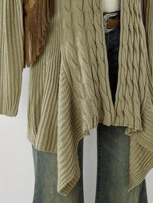 EMERY ROSE LanaWest Women's Solid Color Western Casual Cardigan Sweater - Khaki - View 5
