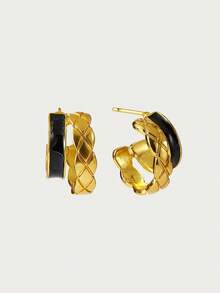 Glisma Pendientes de aro para mujer, conjuntos, gótico/gótico, dinero antiguo, otoño/invierno, para mamá/mujer/niña/madre, premium, vintage, cristales, multicapa - Aceite negro dorado - Ver 5