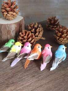 1/6/12 piezas Pájaros artificiales pequeños y realistas con plumas para decoración de jardín al aire libre, envío aleatorio - Multicolor - Ver 7