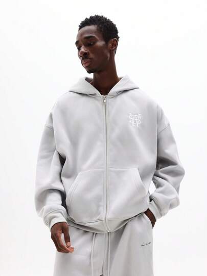 SUMWON Essentieller Boxy Fit Reißverschluss Hoodie mit Mitteltasche für lässige Winterschichten und Komfort