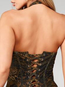 MISSGUIDED 豹纹露背系带迷你连衣裙，适合派对之夜 - 彩色 - 查看 5