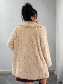 SHEIN Plus Size Women Faux Fur Coat