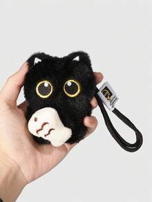 ROMWE Kawaii 1个可爱黑色飞行员猫包挂饰，朋克摇滚3D黑猫钥匙扣，挂绳装饰动物生日节日礼物