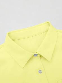 INAWLY 大码女式单排扣口袋休闲衬衫，长袖，纯色