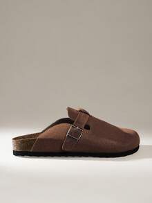 Solecia 男士厚底一脚蹬穆勒拖鞋，封闭式趾部露跟勃肯鞋 - 咖啡棕 - 查看 1