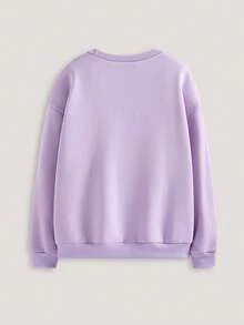 SUMWON Racing Car Graphic Crew Neck Pullover Sweatshirt With Los Angeles California Print Design - Purple - View 2