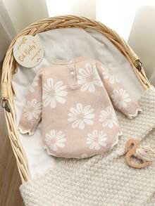 SHEIN 女婴花卉提花针织衫，柔软舒适，适合春秋季日常穿着，也适合户外活动、旅行、度假、居家、托儿所和玩耍时穿着。 - 淺粉色 - 查看 2