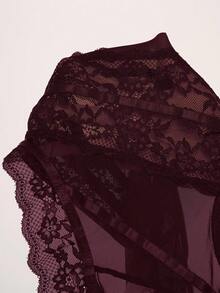 SHEIN BAE Women's Contrast Lace Bodysuit, Sexy & Fitted