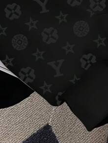 Manfinity Dauomo Y2K Retro American Fashion Minimalist Digital Print Plus Size Crew Neck Sweatshirt For Men, Long Sleeve Top - Black - View 3