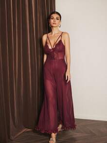 Slumberist Jumpsuit De Cami De Malla Hueco Con Detalles De Encaje