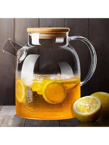 1 Piece 1000ml(33.8 Oz)/1500ml(50.7 Oz)/1800ml(60.8 Oz) Heat-Resistant Stovetop Clear Borosilicate Glass Teapot Pitcher With Bamboo Lid, Glass Tea Maker With Removable Strainer, Loose Leaf And Blooming Tea Infuser For Camping - Clear - View 1