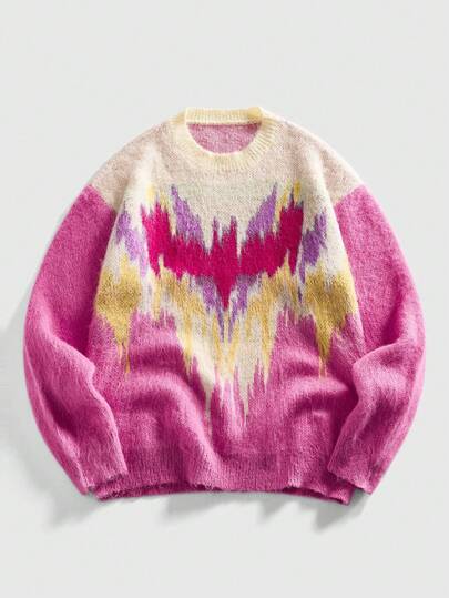 Pull décontracté à col rond, manches longues, patchwork coloré pour hommes, automne/hiver