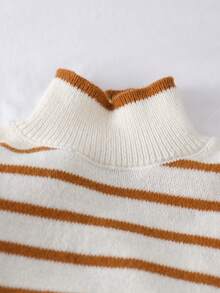 Young Girl' Thick Knit Turtleneck Sweater And Pants Set, Autumn/Winter - Brown - View 6