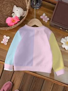 LOONEY TUNES X SHEIN Baby Girl Casual Cute Contrast Color Cartoon Pattern Sweatshirt, Autumn