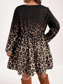 EMERY ROSE Plus Size Casual Ombre Leopard Print Dress New Year Party - Multicolor - View 2