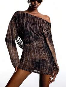 LYSMO Váy ngắn màu nâu cà phê hở lưng xếp ly gợi cảm, thời trang thu đông 2025 dành cho nữ, phù hợp cho ngày tựu trường, phong cách Y2K, tiệc đường phố, Halloween, váy dự tiệc dành cho nữ - Cà phê nâu - Xem 4