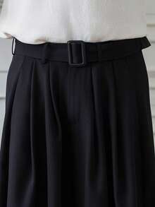 HUEFORM Men's Old Money Casual Everyday Baggy Wide Leg Belt Design Casual Pant Commute Simple Versatile Solid Color Buckle  For Men Winter Oversized Pants - Black - View 6