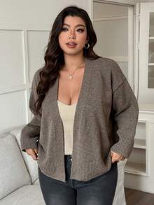 Dazy Plus Cardigan oversize da donna con orlo asimmetrico, scollo a V e laccio anteriore, maglia larga, adatto per autunno/inverno