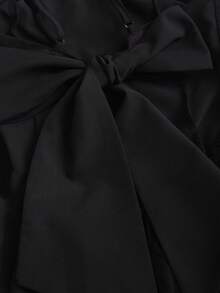 Sweetra French Style Apricot Embroidered Square Neck Waist Cinched Cute Sweet Elegant Women's Mini Dress, Spring/Autumn - Black - View 5