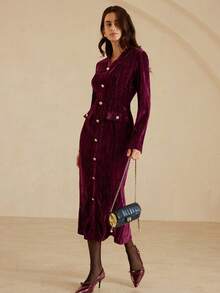 BELROSIE Vestido ajustado de terciopelo texturizado elegante - Multicolor - Ver 5