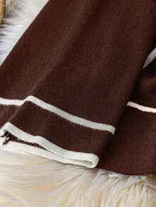 DreamSkyne Kontrastfarbiges, minimalistisches Langarm-Top und Hosen Pullover Set in Große Größen, Alltagskleidung