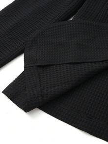 GlowEve Textured Fabric Asymmetric Lapel Metal Button Elegant Blazer & Pants Women 2 Pieces Set - Black - View 8