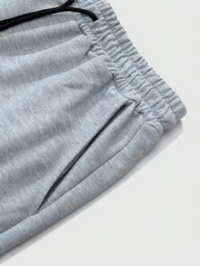 ROMWE MEN Street Life Men's Casual Letter Graphic Drawstring Waist Sweatpants - Grey - View 4