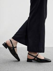 CUCCOO BIZCHIC Bailarinas de tacón bajo y grueso de punta redonda, negras, versátiles para el trabajo y el uso casual, cómodas para el trayecto diario - Negro - Ver 3