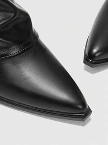 CUCCOO BIZCHIC Giày bốt cao gót mũi nhọn cổ cao thời trang nữ hàng ngày - màu đen - Xem 9