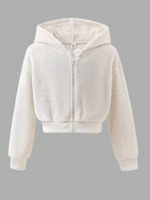 SHEIN 3pcs/Set Tween GirlsFlannel White Hoodie, Camisole And Loose Sweatpants, Casual Sports Outfit, Autumn/Winter