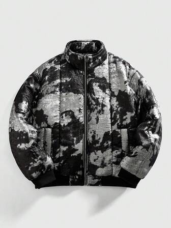 Street Life Abrigo acolchado con cremallera y textura oscura para hombre