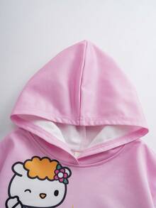 HELLO KITTY AND FRIENDS | SHEIN 小女孩可爱渐变卡通图案连帽衫和运动裤套装，秋季
