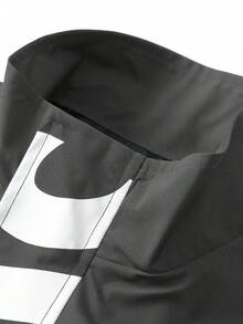 Manfinity Campus Court 男士休闲百搭运动立领长袖夹克，大图案印花，情侣款，大口袋，秋冬外套 - 深灰色 - 查看 7