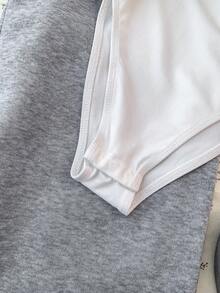 SHEIN 少女针织白色吊带背心连体裤和灰色阔腿裤休闲套装