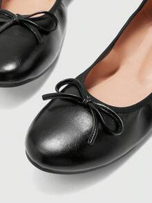 CUCCOO BIZCHIC Zapatos planos casuales con decoración de lazo para mujer - Negro - Ver 7